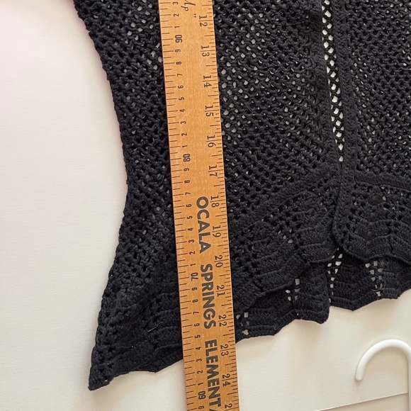 INC International Concepts Open Knit Crochet Black Ruffle Hem Cardigan M - Picture 14 of 15
